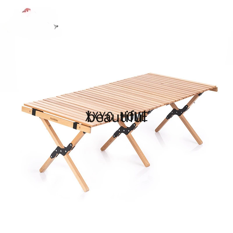 Naturehike Camping Folding Egg Roll Table Outdoor Home Self-Driving Tour Wooden Barbecue Picnic