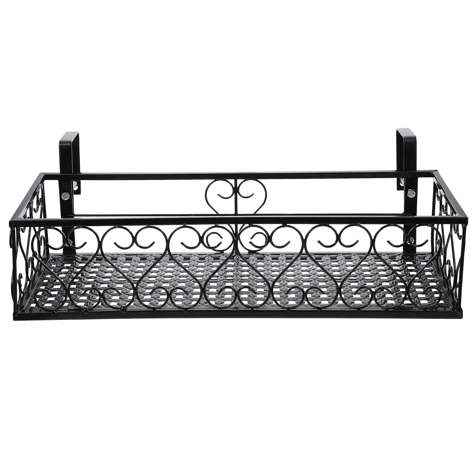 

Hanging Flower Stand Iron Planter for Deck Railing Balcony Bracket Black Flowerpot Durable Large Capacity Easy Install Not Take