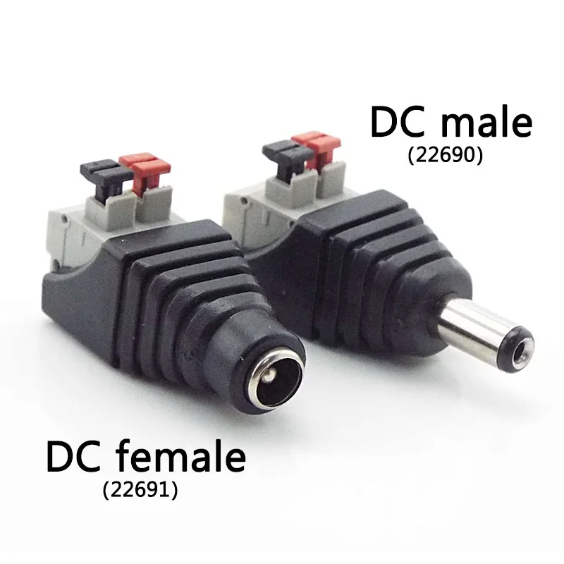 2pcs DC/RCA Power Male and Female Cable Plugs Solderless Crimp Wire Push-On Connector Adapter for Speakers CCTV Audio LED Lights