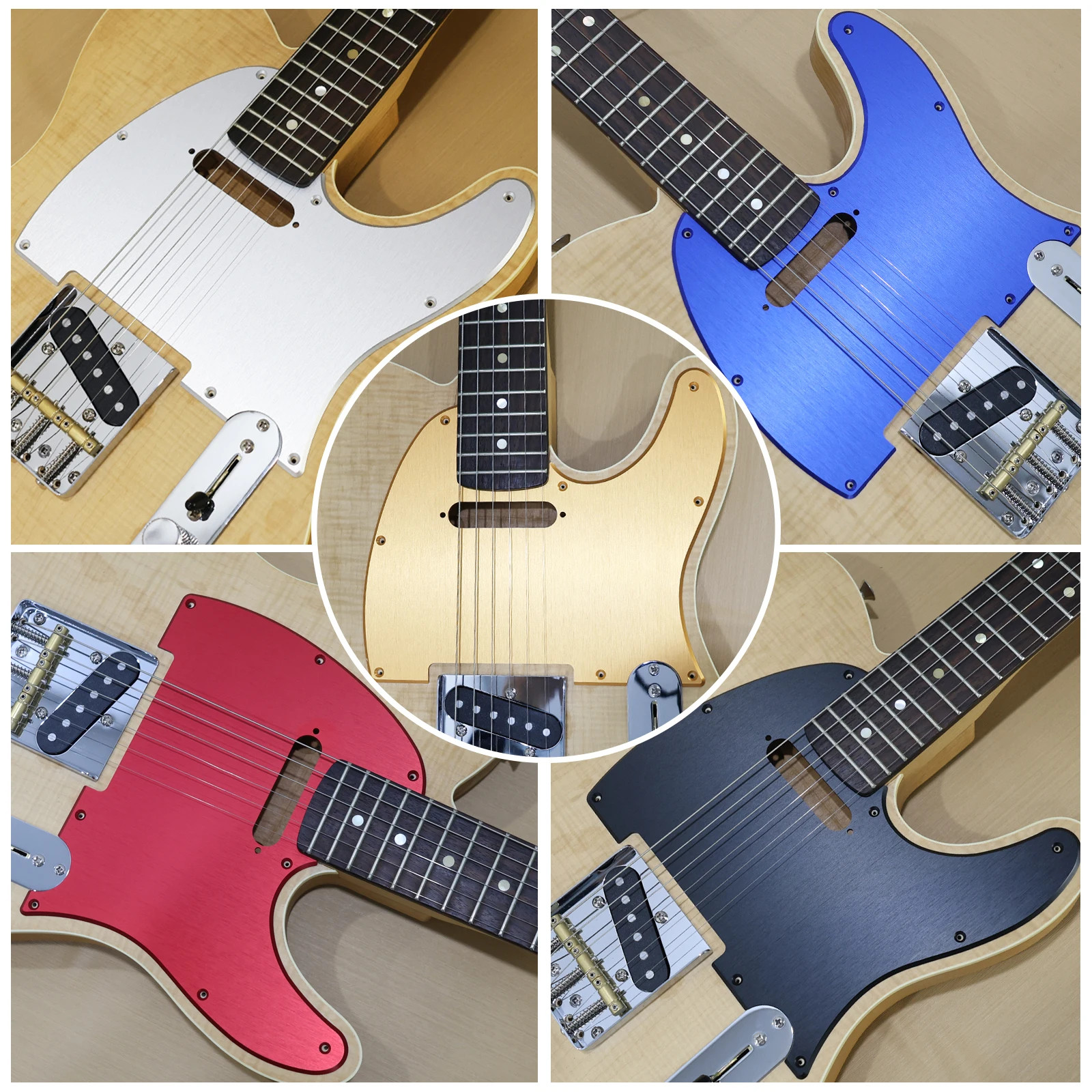 Phrilam CNC-Machined Aluminum Tele Pickguard, 2.4mm Thick, 1-Ply, 8-Hole, Arc Edge, Compatible with Ultra Tele & Standard Tl