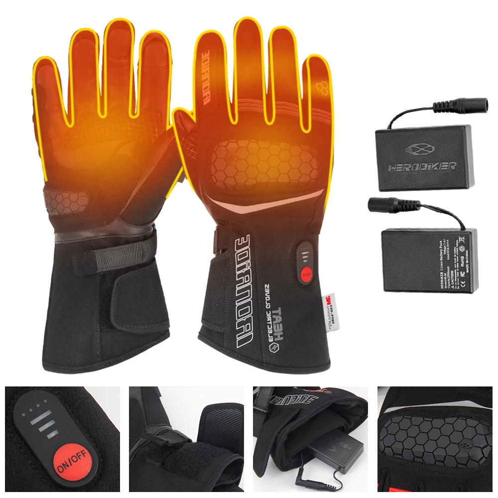 

Adjustable Motorcycle Heating Gloves With Three Levels Anti Slip And Wear-resistant Touch Screen Warm Winter Sports Gloves