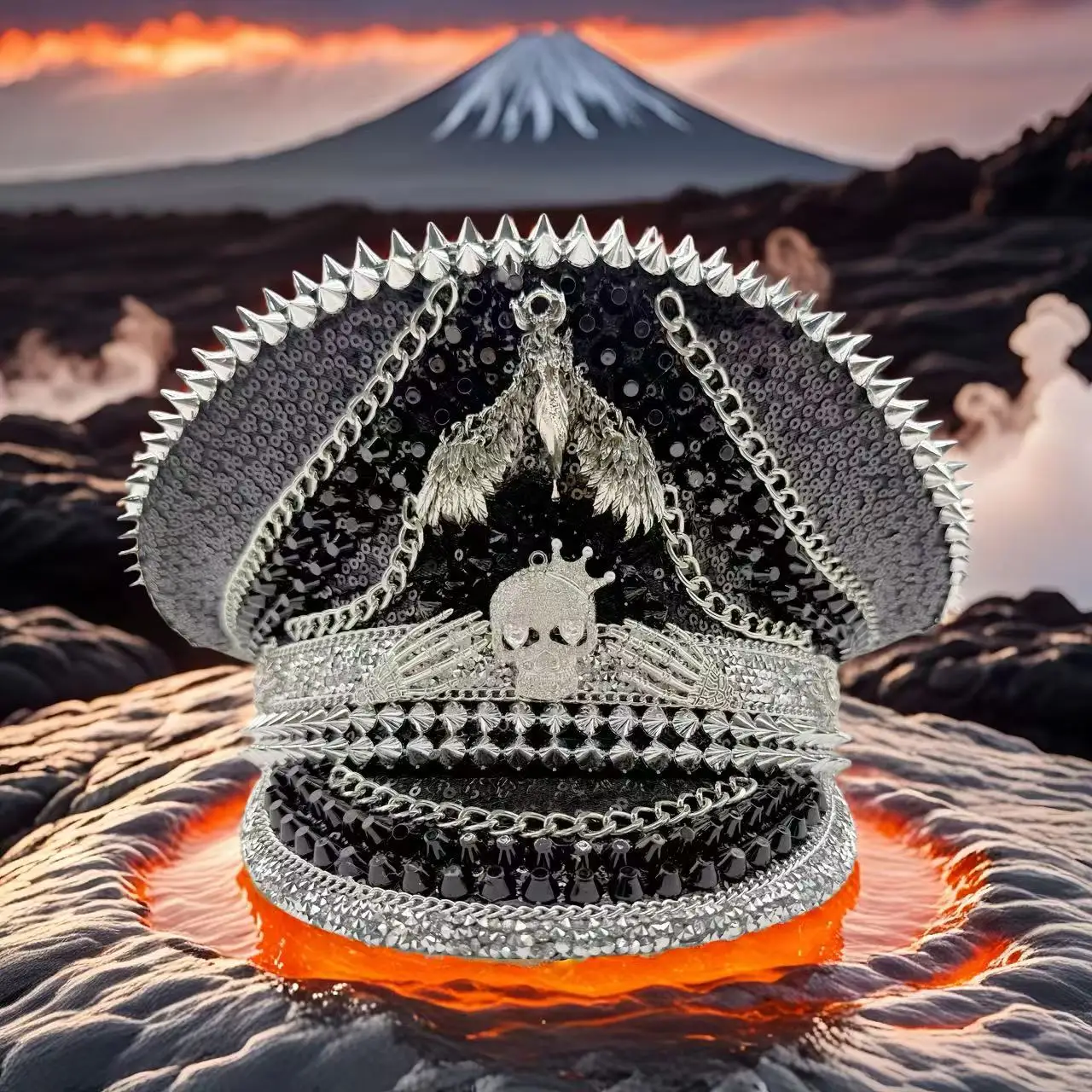 Sequin Rhinestone Steampunk Captain Hat Cosplay Costume Hat for Halloween Christmas New Year Eve Theme Party