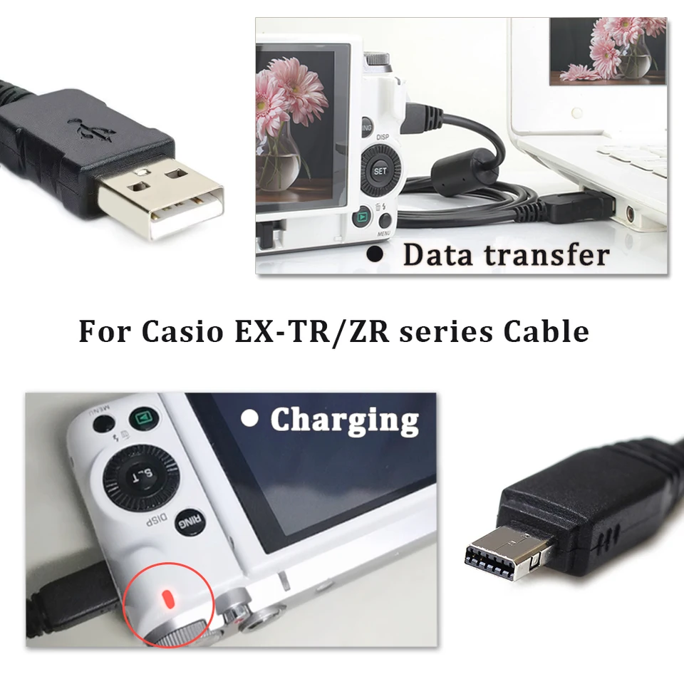 充電器および同期データケーブルtr150USB,cio exilmカメラ用,EX-ZR500