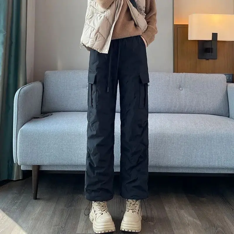 

Зимние женские утепленные брюки из хлопка, новые повседневные облегающие брюки для альпинизма с высокой талией, однотонные, защищающие от холода