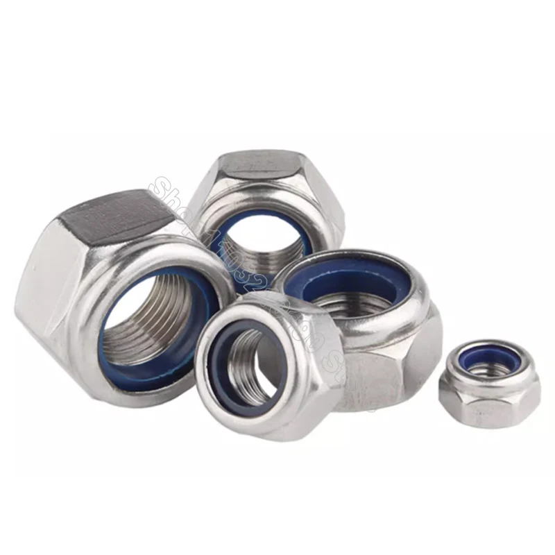 2-10pcs M6 M8 M10 M12 M14 M16 M18 M20 304 Stainless Steel Fine Thread Hexagon Nylock Nut Locknut Hex Nylon Insert Self Lock Nuts