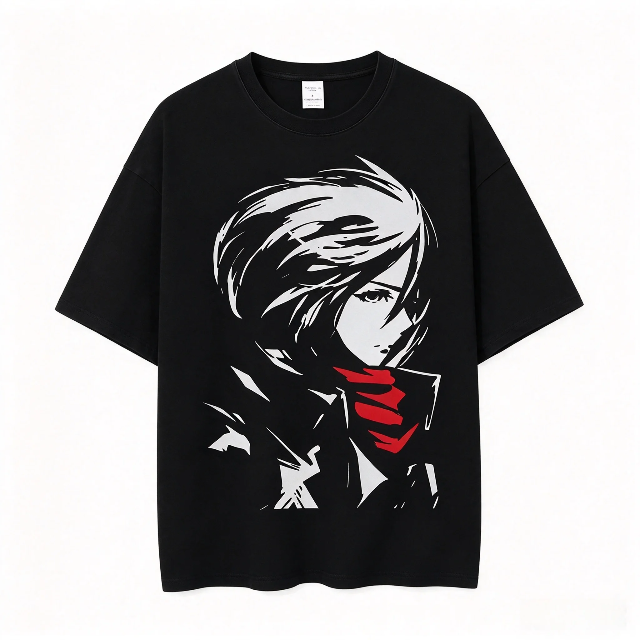 New Style Anime Fashionable Expression Pattern Printed Loose Short-sleeved Men's and Women's Casual Round-neck T-shirt Top