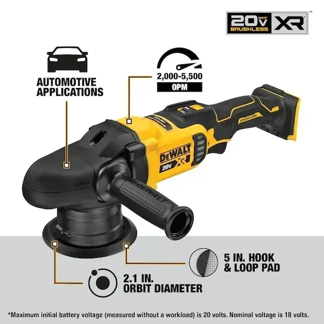 DEWALT DCM848N Cordless Variable Speed Random Orbit Polisher 20V Brushless Motor 125MM Car Polishing Machine Power Tool DCM848