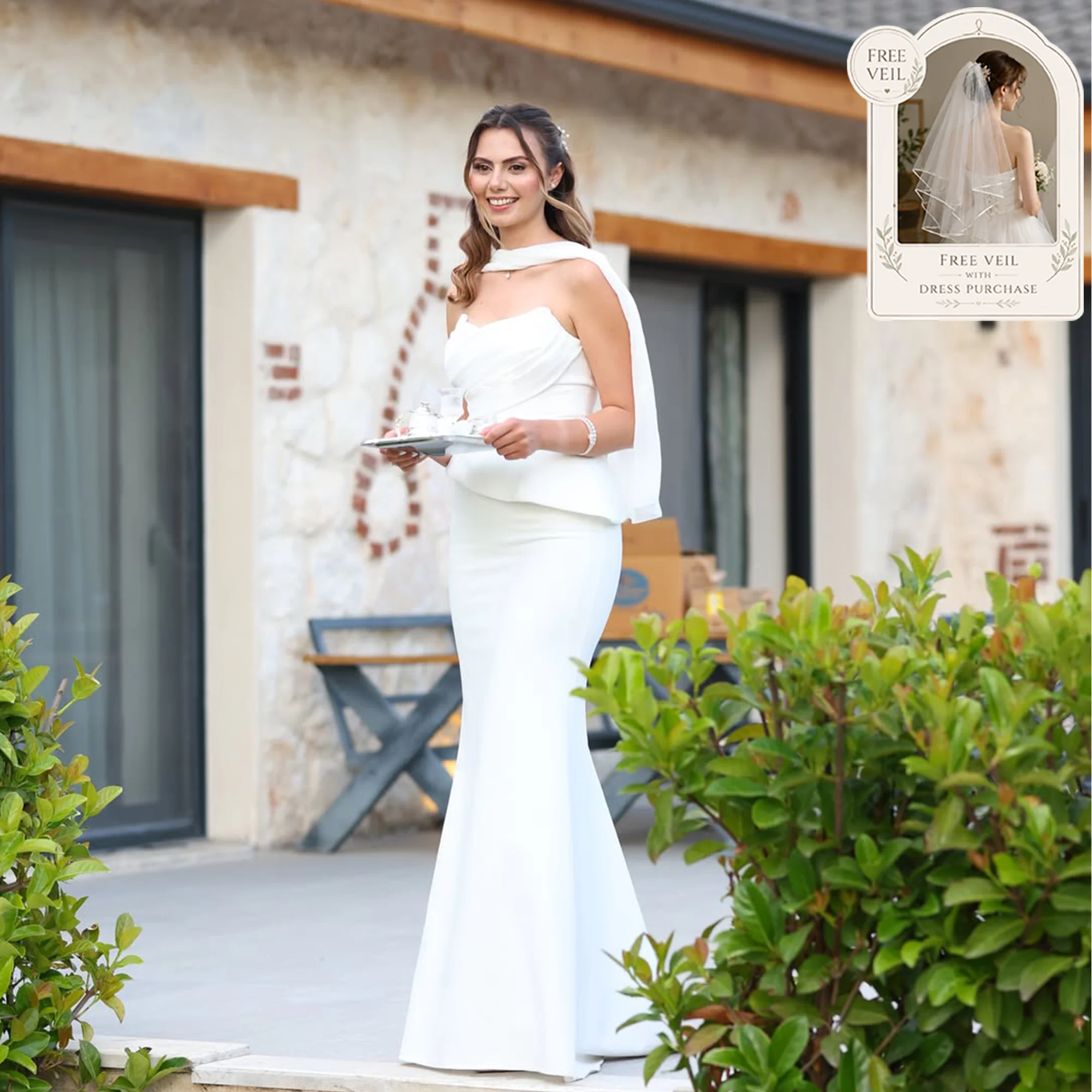 Vestidos de novia de satén, vestidos de sirena sin tirantes, sencillos, para recepción de bodas, vestido de novia con lazo, corte sirena, personalizado