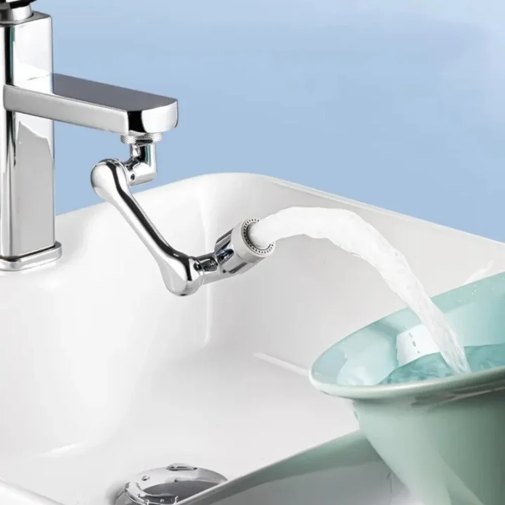 1080° Rotatable Faucet Extender 720° Flexible Plastic 22/24mm Dual Mode Kitchen Tap Extend Water Nozzle Saving Robotic Arm Tap