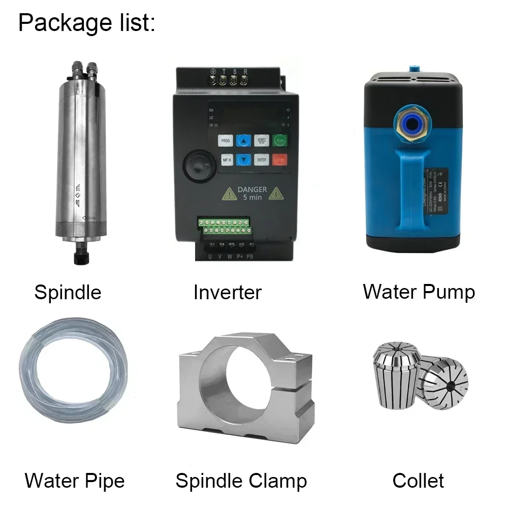 Water Cooled Spindle Kit 800W 1.5KW 2.2KW 3KW 4.5KW 5.5KW CNC Spindle Motor 220V 380V 110V for CNC Router Engrave Carved Wood