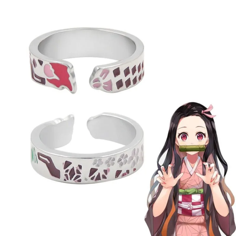 Demon Slayer Kamado Tanjirou Agatsuma Zenitsu personality creative ring couple fashion adjustable ring Valentine's Day gifts