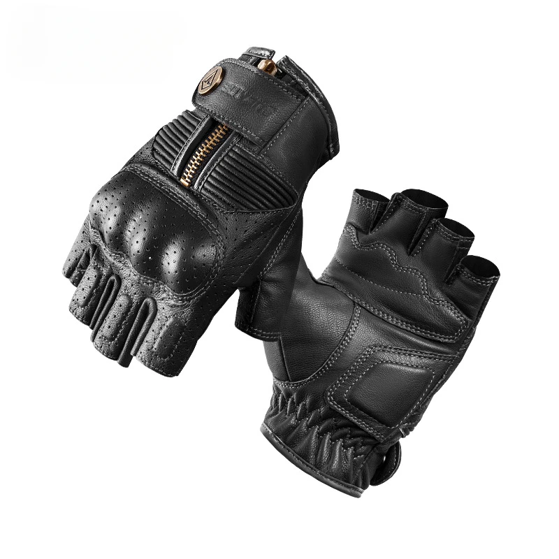 Motorcycle Riding Half Finger Gloves for Men and Women Retro Motorcycle Riders Breathable Racing Protective Equipment