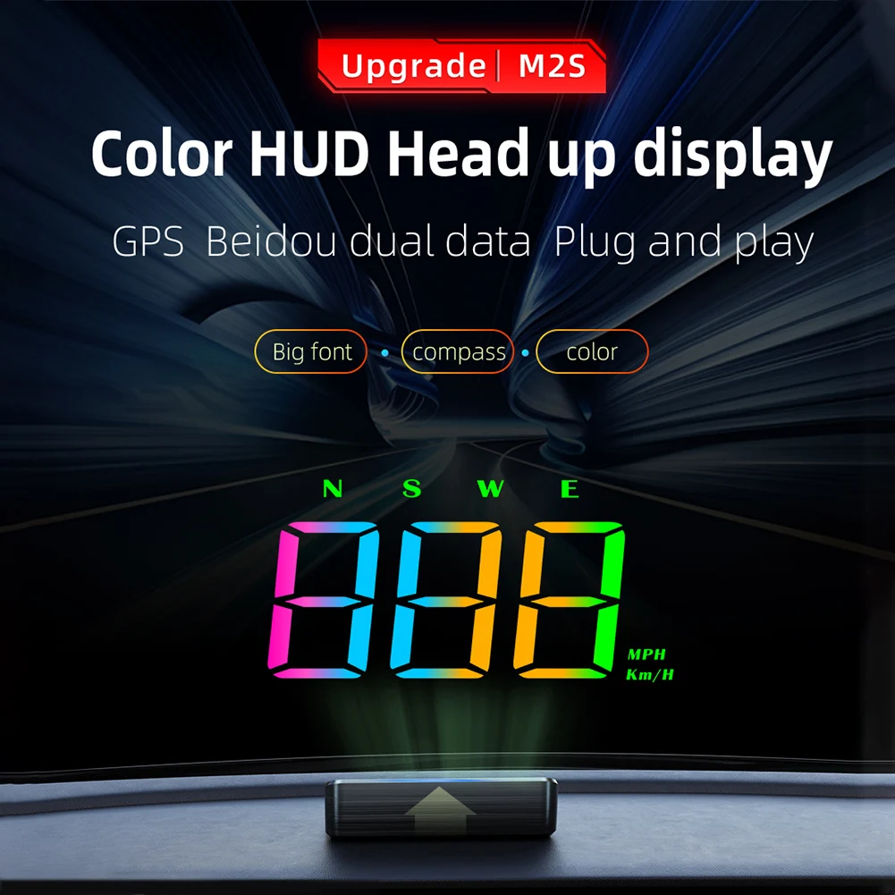 Head Up Display for Car HUD M2S,Windshield Speedometer Projector with Speed, Automatic Light Sensing,Mile Speed Unit Display