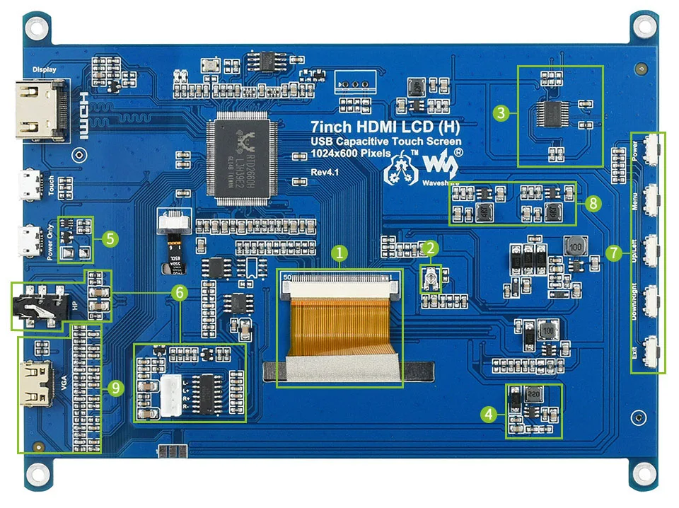 شاشة عرض LCD تعمل باللمس بالسعة Pi من Raspberry ، 7 بوصة ، x روض IPS ، HDMI