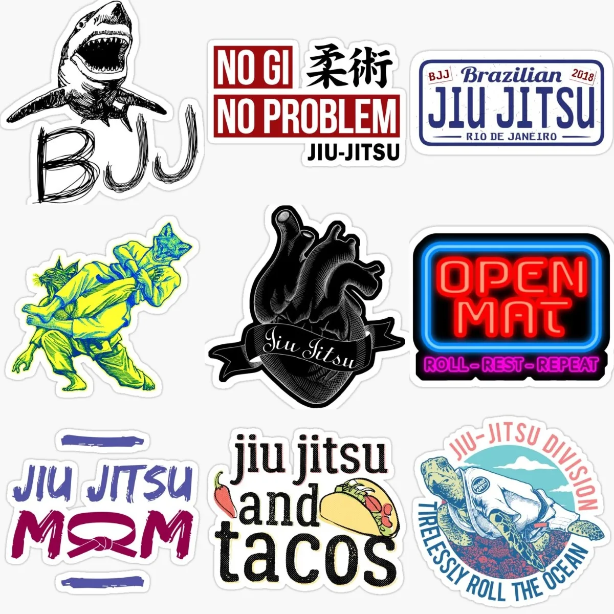 Brazilirn Jiu Jitsu BJJ Emblem Creative Personalized PVC Waterproof Stickers for Decorate Car Van Suv Table Motorcycle Off-road