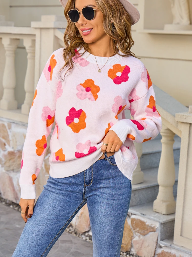 

New Winter Woman's Colorful Sweater,Long Sleeve Sweaters,Casual Sweaters,Floral Sweaters,Crochet Sweaters,Pullovers For Ladies