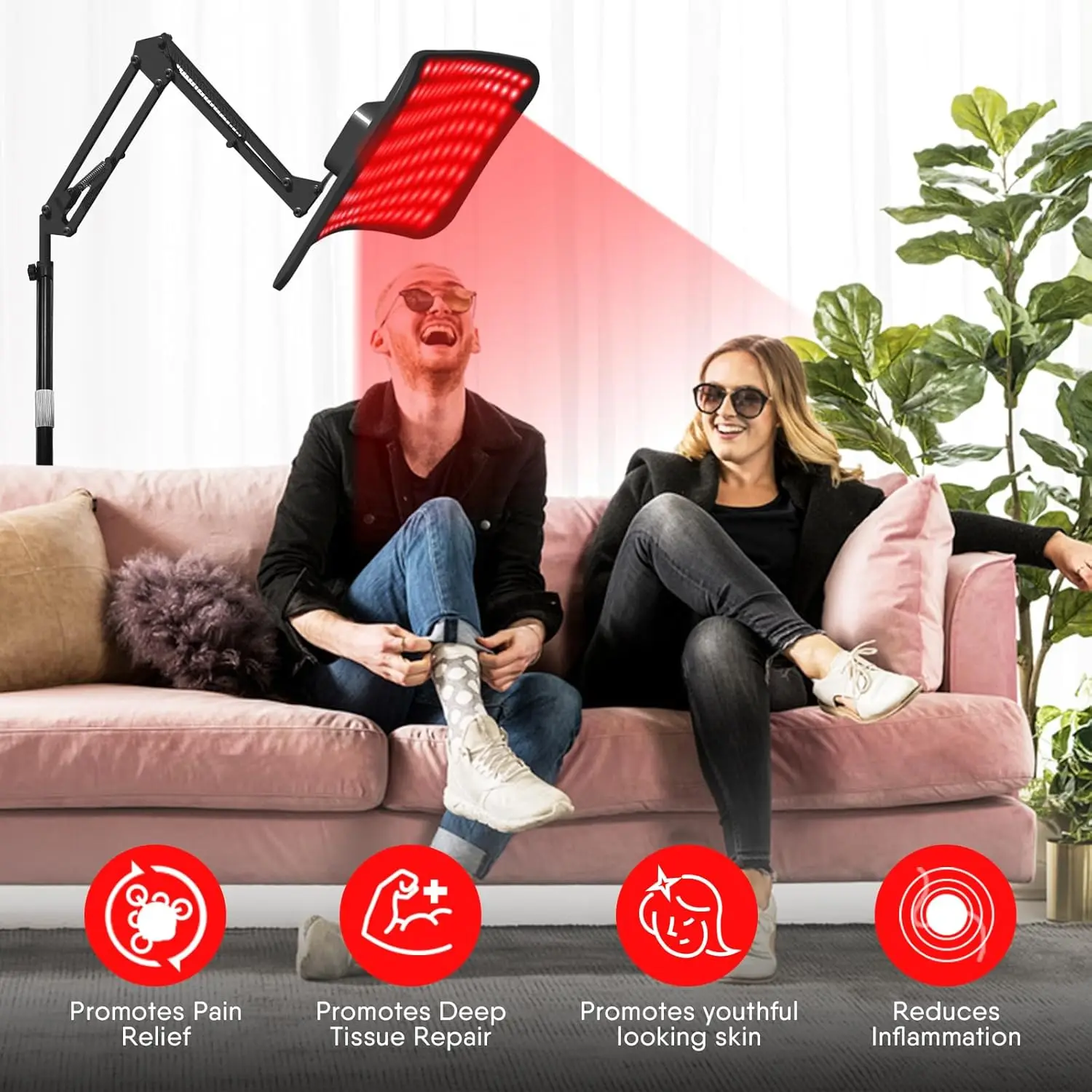 Panel de terapia de luz roja con soporte ajustable, dispositivo de luz infrarroja cercana LED de doble Chip de 660 y 850 nm para la salud de la piel, alivio del dolor