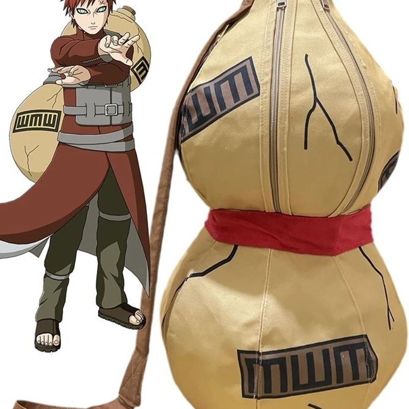 アニメ「ナルト」ガーラのひょうたん型バックパック、大容量キャンバス製コスプレショルダーバッグ、カジュアルトラベルジムスクールバッグ、ファン向けコレクターギフト