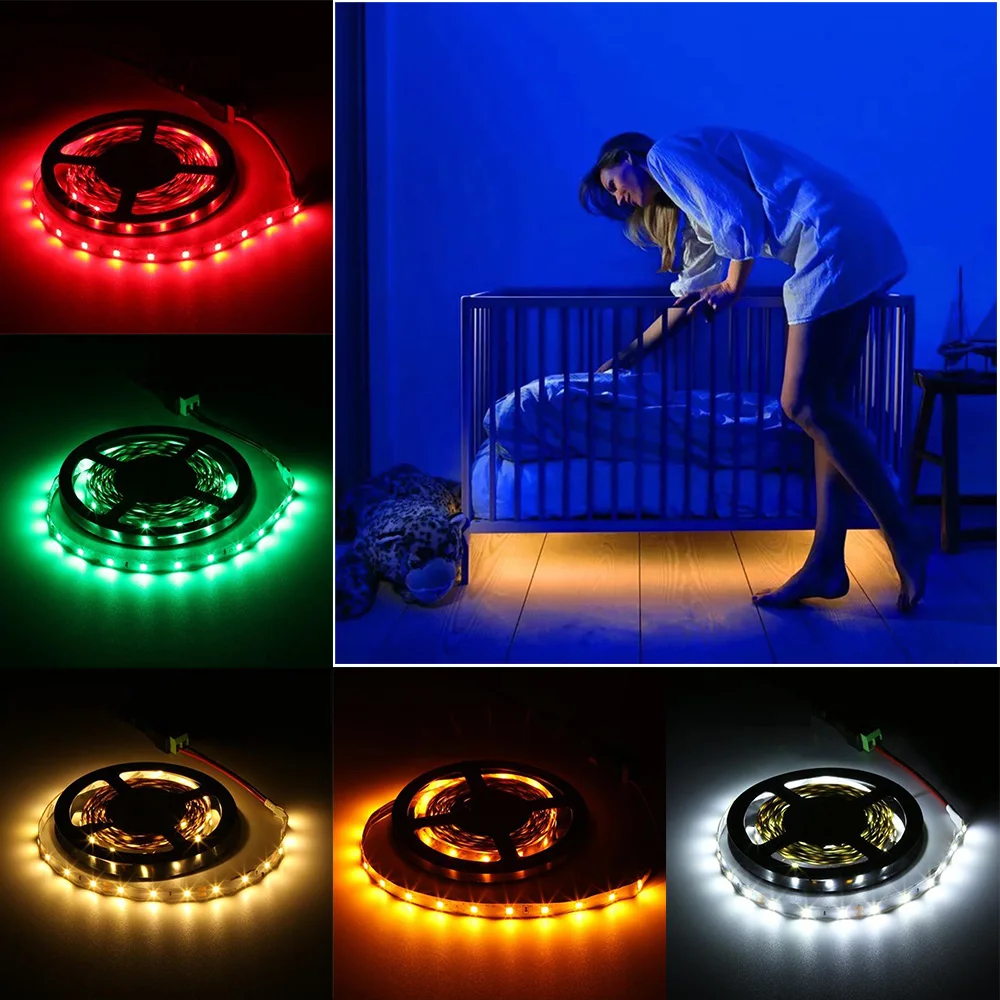 5V LED Strip Lights 60LEDs/m SMD 2835 3528 White Red Blue Yellow Flexible Led Tape Battery Powered for TV Backlight Room Decor