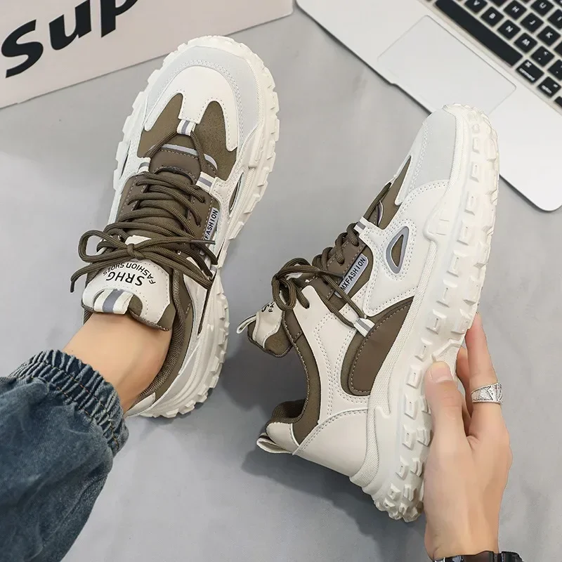 Sapatilhas de plataforma antiderrapante masculinas, sapatos masculinos vulcanizados, mix color, tênis casuais, calçados esportivos de grife