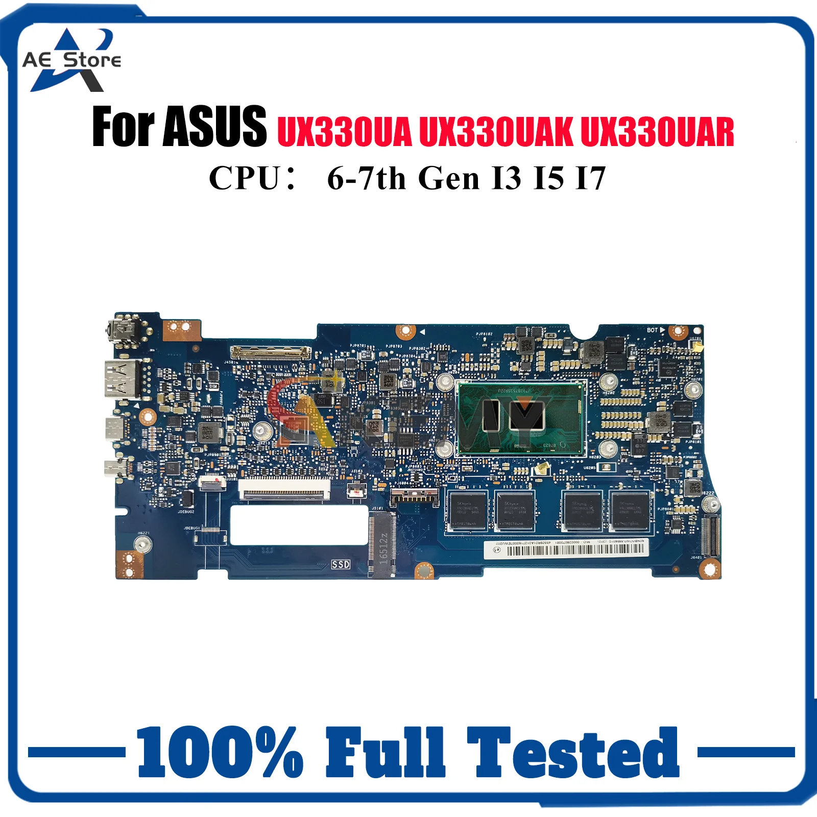 

UX330UA Материнская плата для ноутбука ASUS ZenBook U3000U UX330U UX330UAK UX330UA UX330UAR Материнская плата с процессором I3 I5 I7 тест ОК быстрая доставка