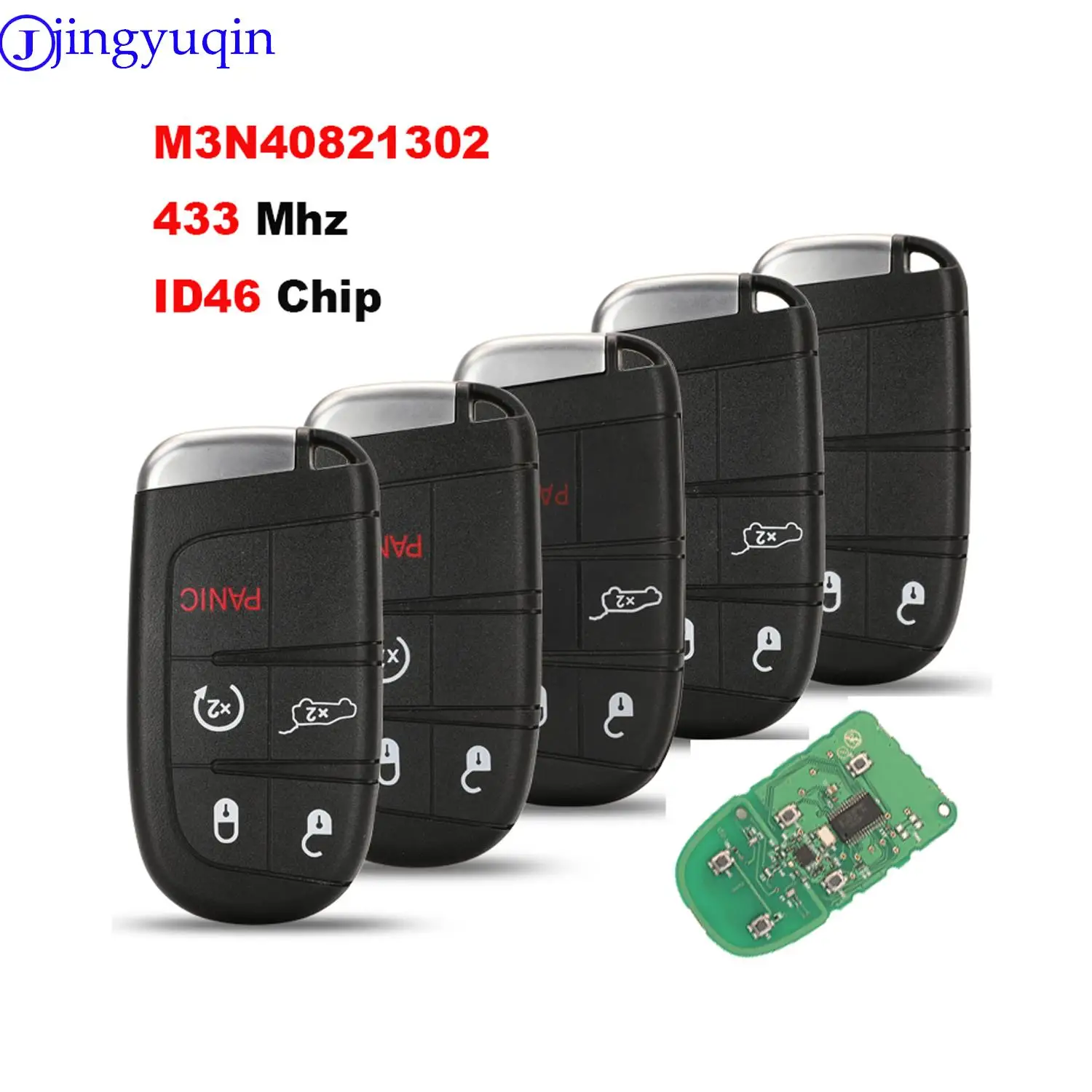 jingyuqin Replacement Smart Remote Car Key M3N40821302 Fob 433MHz ID46 Chip For Jeep Grand Cherokee