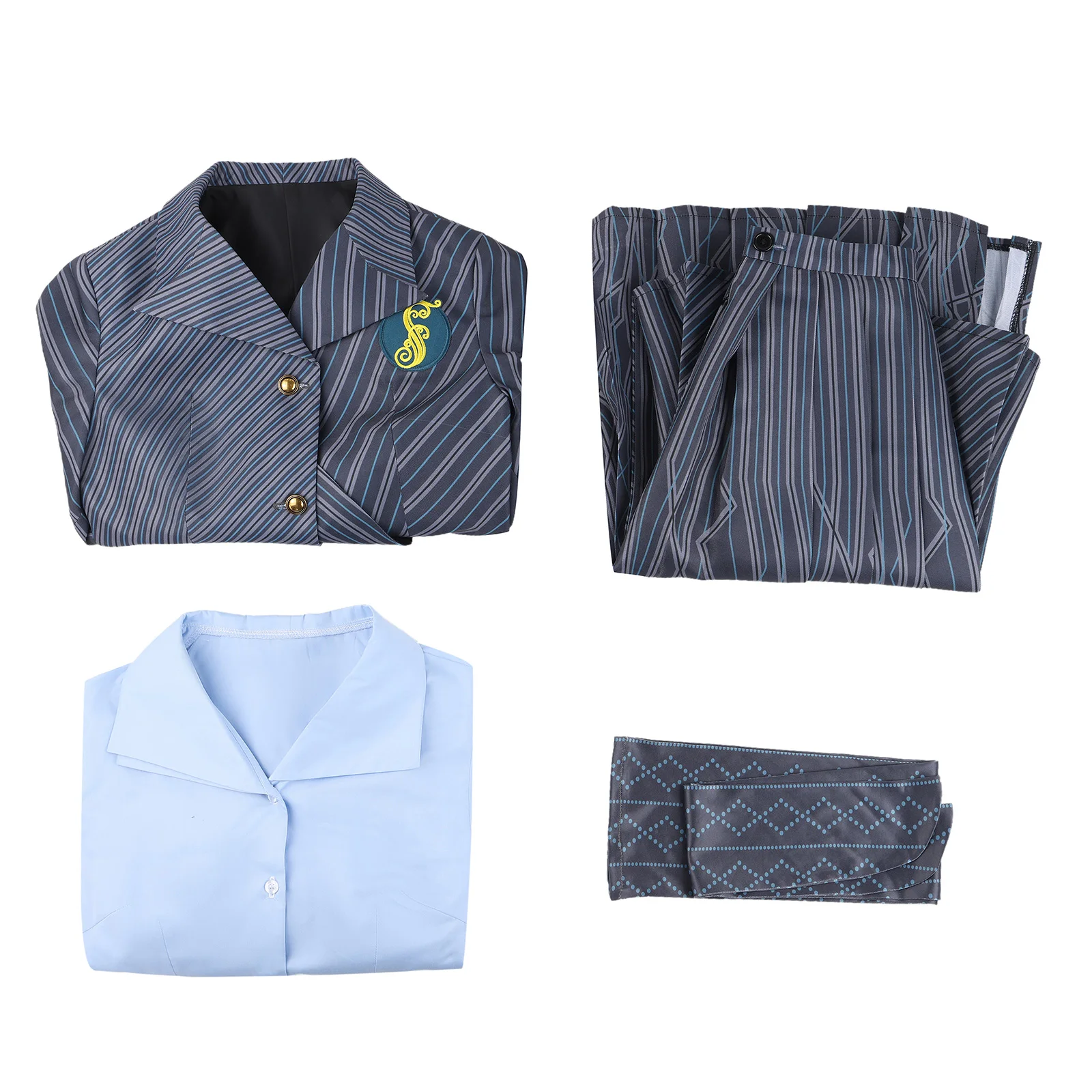 مجموعة كاملة من أزياء ShenShen التنكرية للقميص الأزرق لحفلات الهالوين وعيد الميلاد