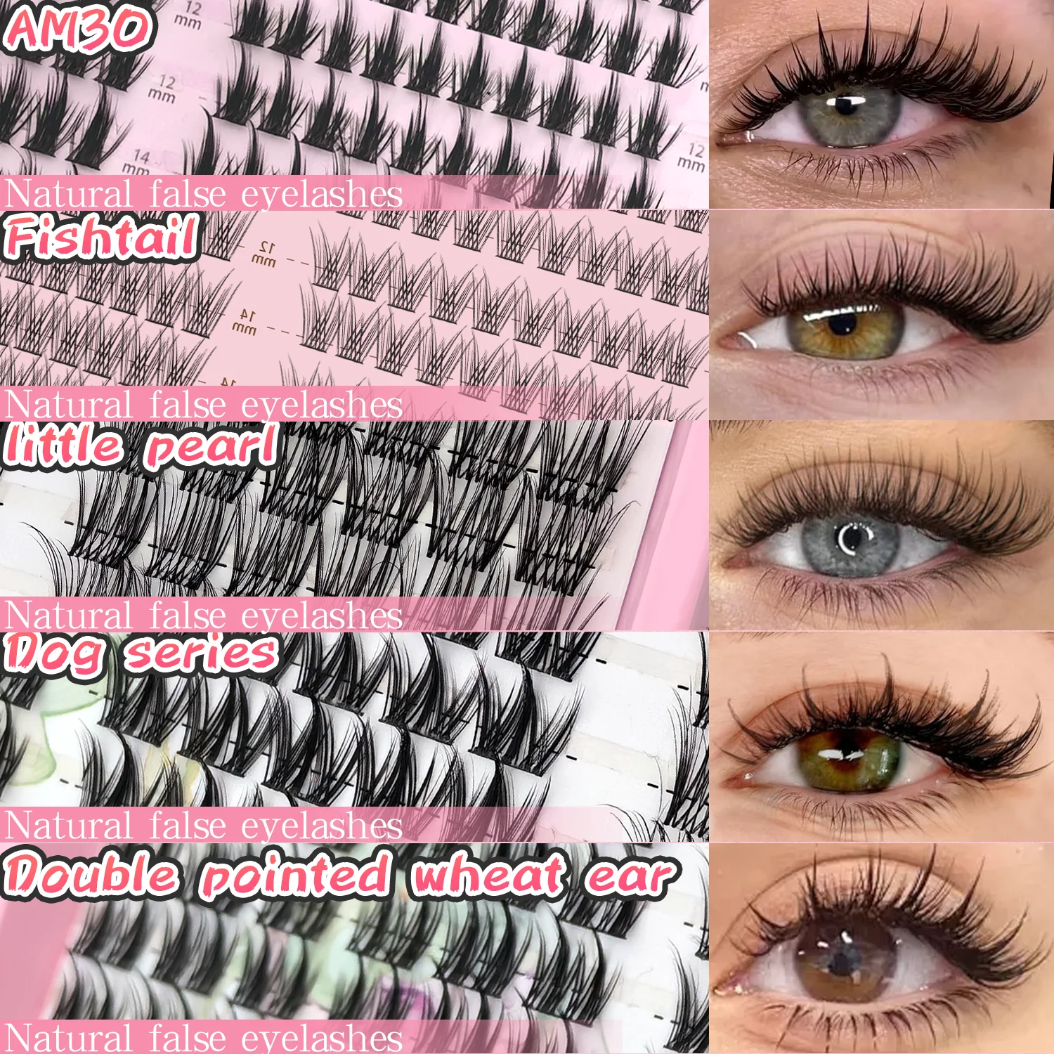 EIMNY 300 Stück Manga- und Comic-Wimpern, Einzelne Cluster-Wimpern, Anfängerfreundlich, für atemberaubende Manga- und Comic-Augen-Looks – Detail 3