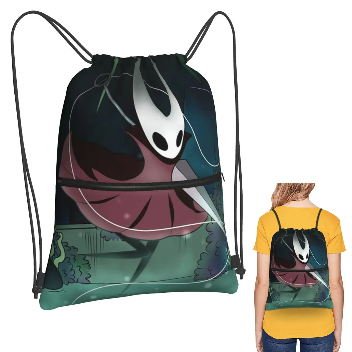 

Hollow Knight Backpacks Multi-function Drawstring Bags Sundries Bag Book Bags for Travel School