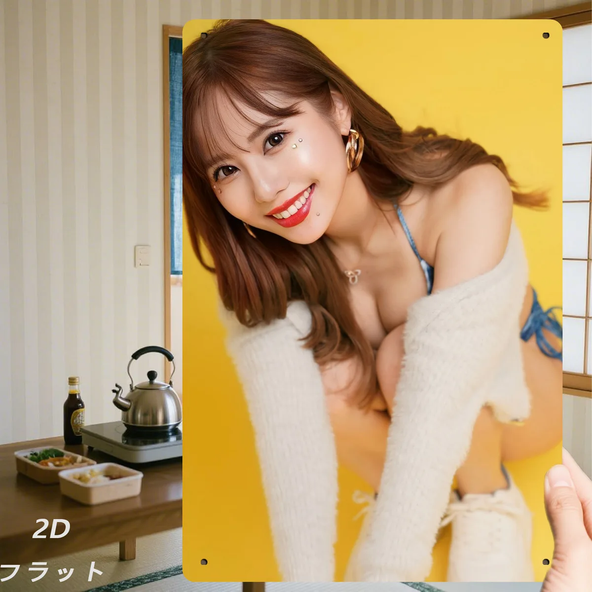 

Улыбающаяся женщина, металлическая стена, винтажная жестяная вывеска, домашний декор для ванной комнаты