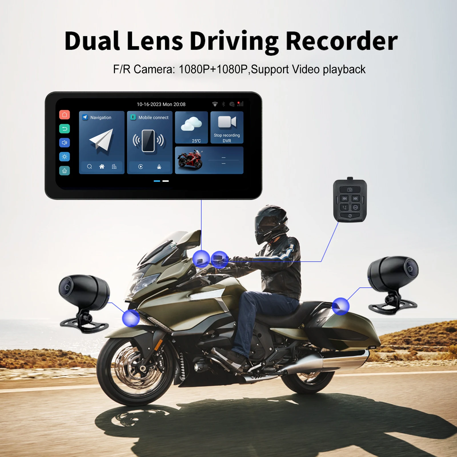 Waterproof Motorcycle Navigator Special 6.3 Inch IPX7 Dual Bluetooth 4G WIFI Wireless Carplay Android Moto Multimedia Player