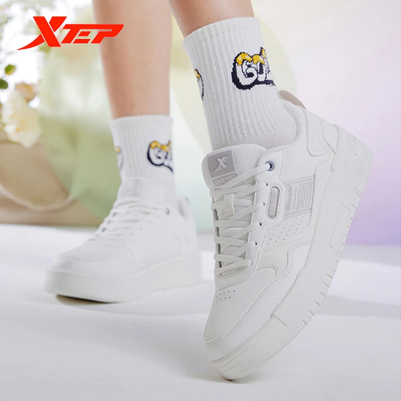 Xtep Mubai Women Sneaker Autumn Fashion Casual White Skateboard Shoes Outdoors Walking Ladies Sport Shoes 878318310016