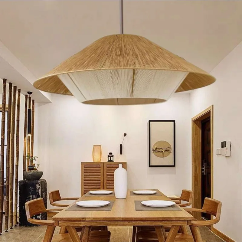 Simple chandelier, woven hemp rope lamp, homestay creative hemp thread lamp