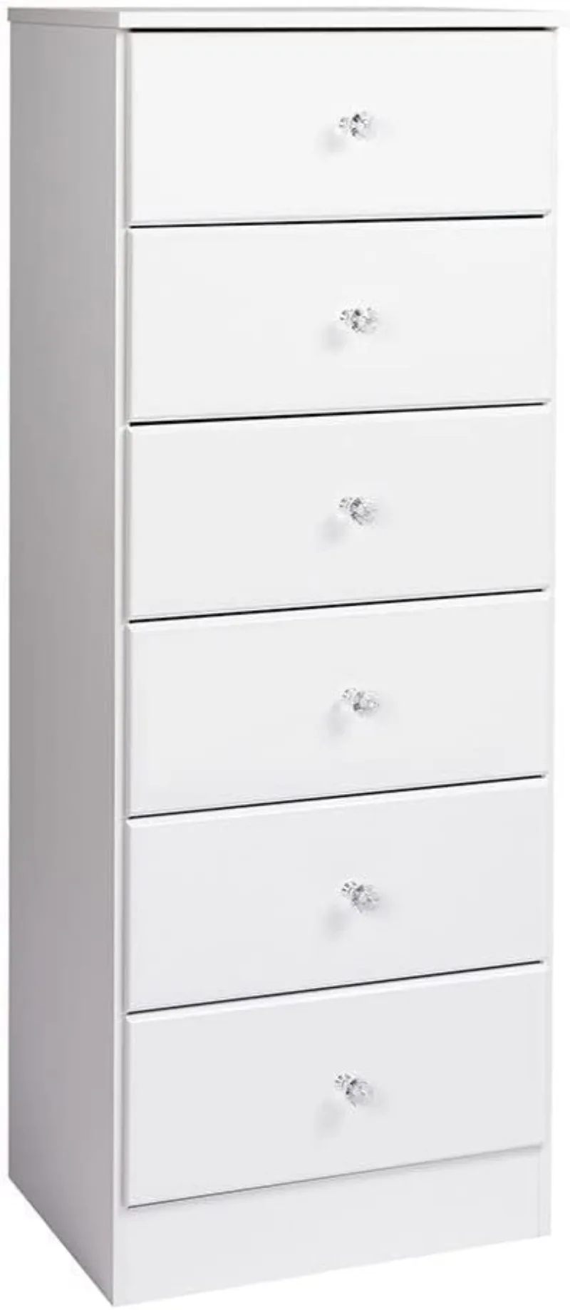 

Prepac Astrid 6-Drawer Tall Dresser for Bedroom, Functional Chest of Drawers with Acrylic Knobs 16" D x 20" W x 52" H, White