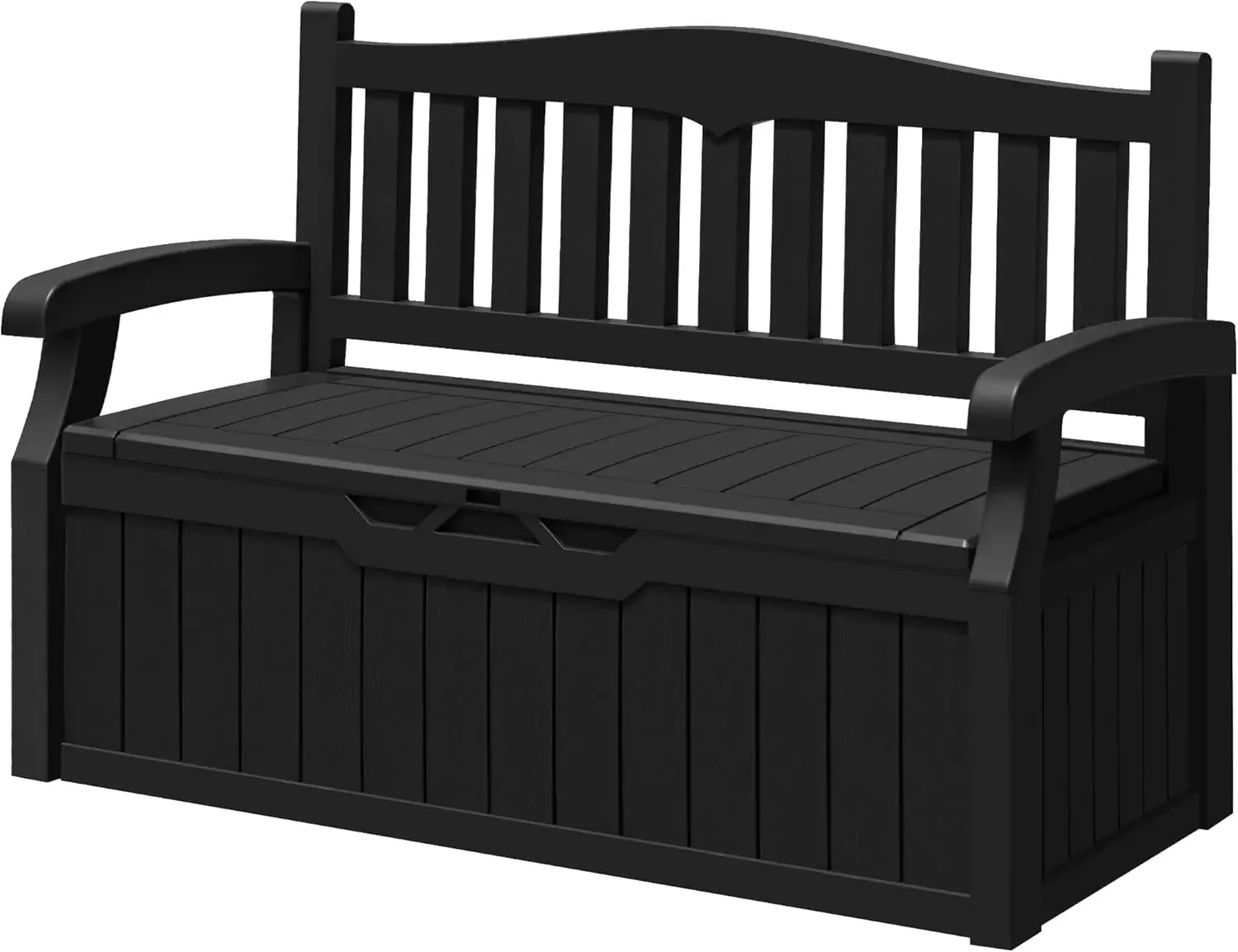 70 Gallon Outdoor Storage Deck Box with Armrest Bench Lockable, Waterproof and UV Resistant, Suitable for Garden, Pool, Patio, B