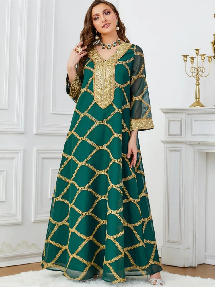 Imagem -03 - Caftan Marocain Abaya para Mulheres Hijab Muçulmano Vestidos Africanos Djellaba Djellaba Feminino Muslim Robe Dubai Turquia Islamismo