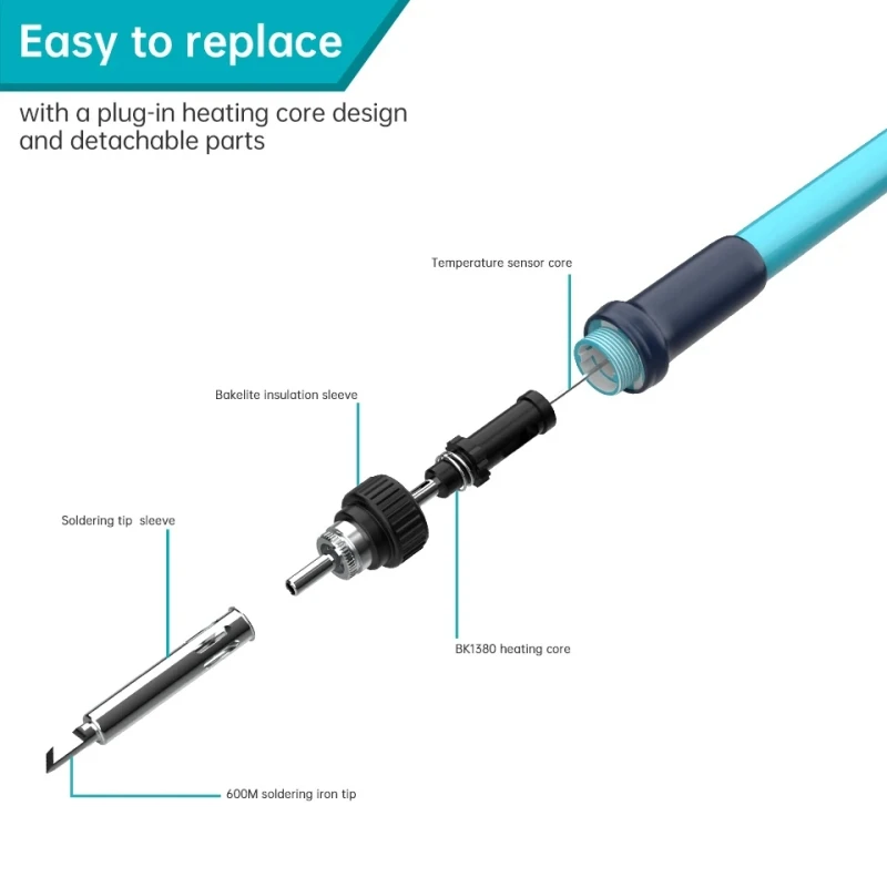 Bakon BK906 Original Handle For BK90 BK60 BK881 Soldering Staion Welding Tools BK1380 Heating Core T600 Soldering Iron Tips