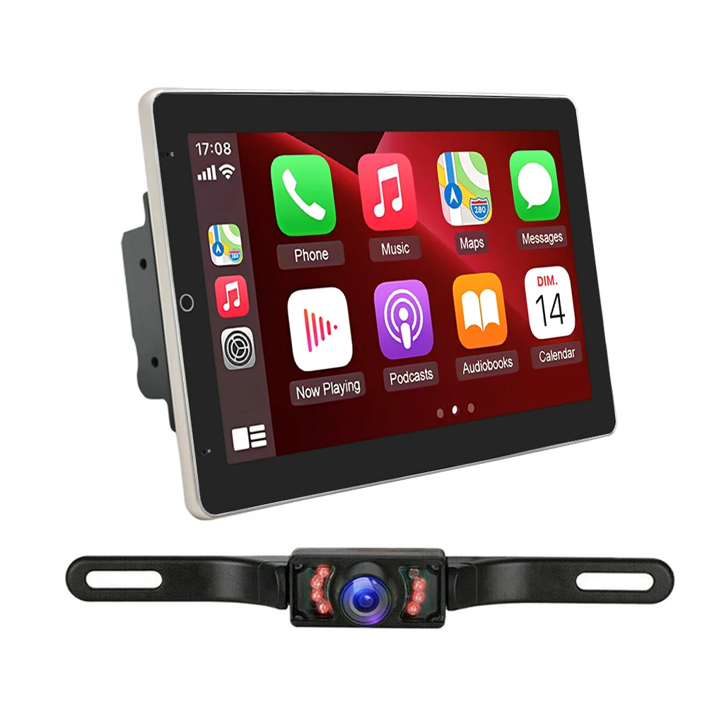 10in Double Din Android Car Stereo Multimedia Player, Wireless Carplay Android Auto, Bluetooth MP5 Radio, USB FM, Mirror Link, SWC, Including Backup Camera