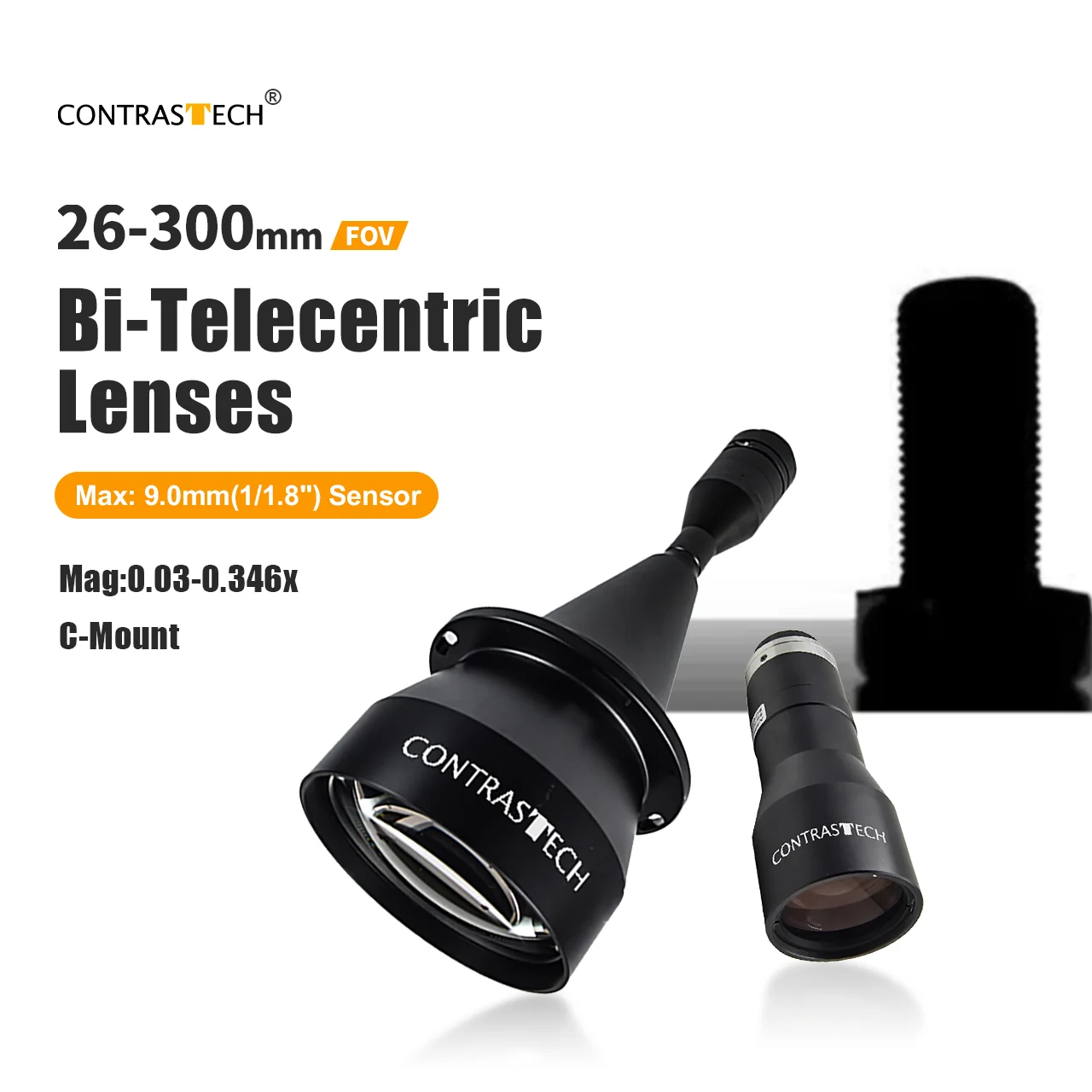 

200 фунтов/мм High Res 1/1,8 дюйма 73 мм 110 мм FOV 300 Mag. Телецентрическая линза с фиксированной оптой 0,346x для обнаружения дефектов Contrastech