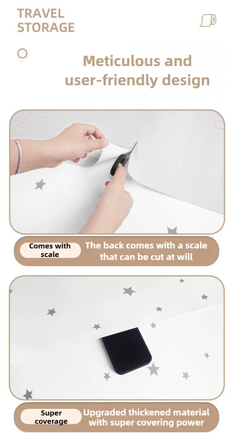 40cm*3m PVC Self-Adhesive Wallpaper for Bedroom Dormitory Cabinet Moisture-proof Removable DIY Protection for Young DIY