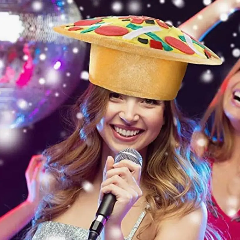 B95F Cappello da pizza, Cappello da festa Divertente novità Cappello Accessori per costumi Halloween Adulti Bambini