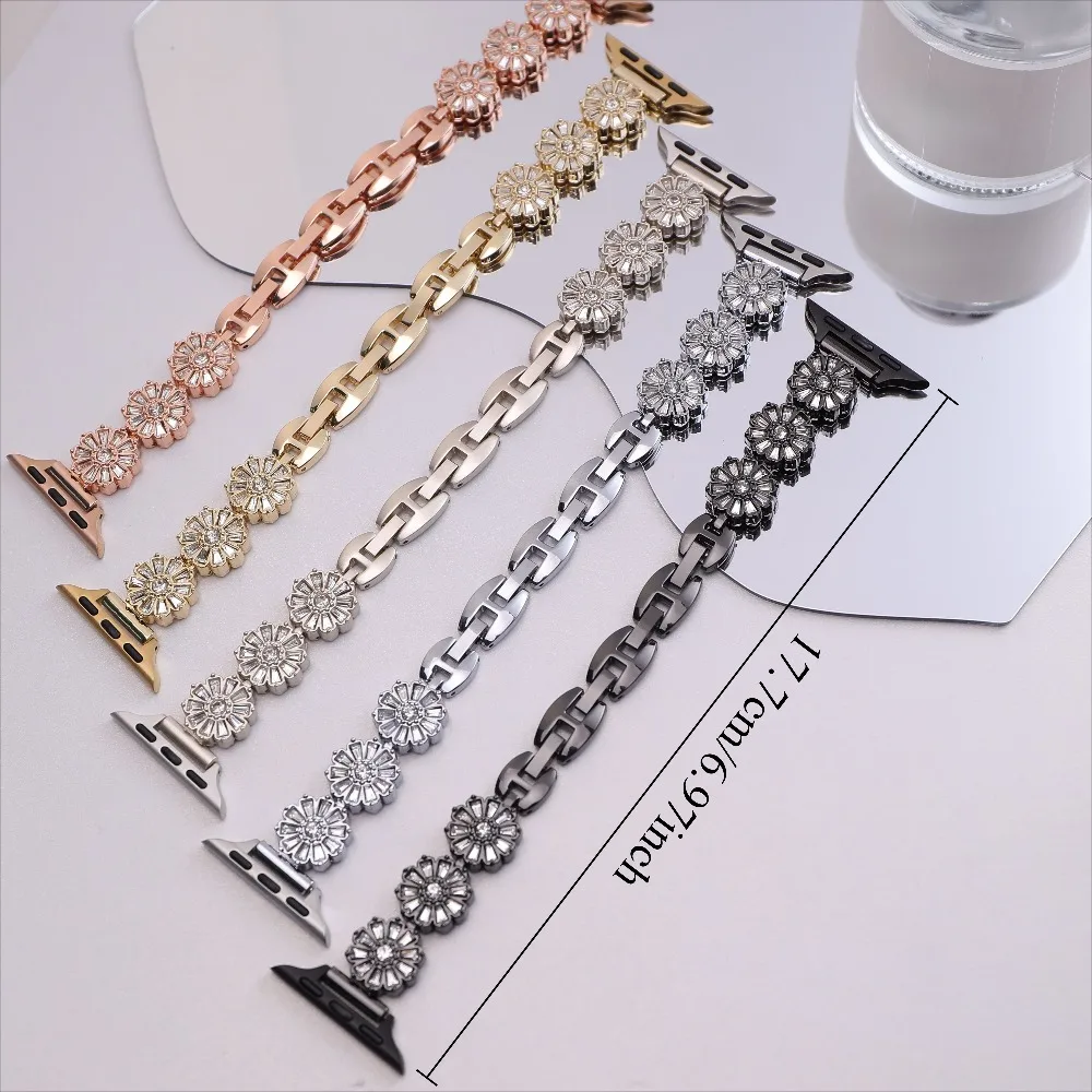 Small Daisy Rhinestone For Watch Band, Compatible with iWatch 1-11/ SE/ Ultra, 38-49mm (Watch Not Included)