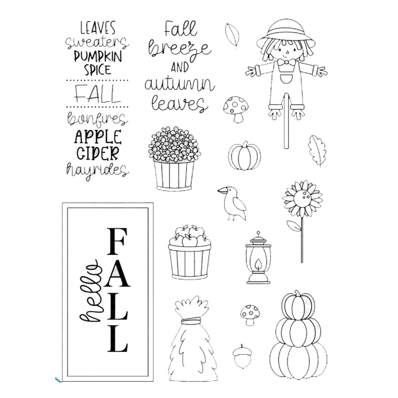 Pas New 2022 Fall Sign Blessing Pumpkin Clear Stamp Set Scrapbooking for Paper Making Metal Cutting Dies Frames Card Craft