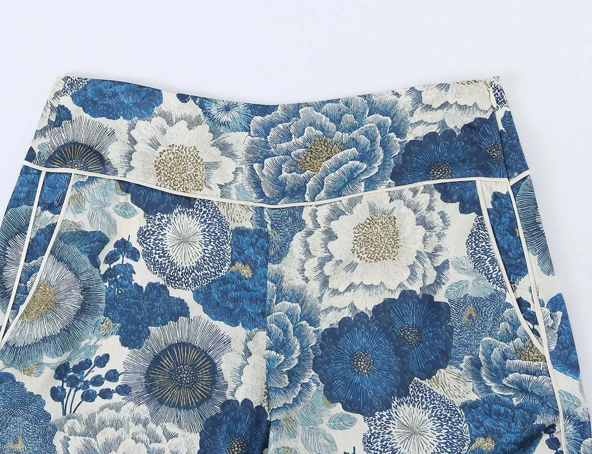 KONDALA Damen Elegantes Schickes Bedrucktes Hosenset 2026 Frühling Sommer Trendiges Urlaubs-Freizeitset Damen Schnür-Knopf-Hemden, Lange Hosen – Detail 24