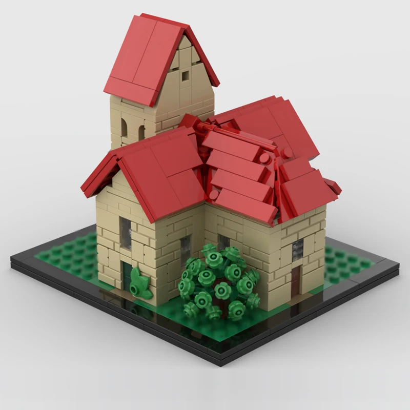 Model Ulicy Miejskiej MOC Klocki Konstrukcyjne Kościół Miasteczko Architektura Modularna Technologia Prezent dla Dzieci Zabawki do Składania Zestaw