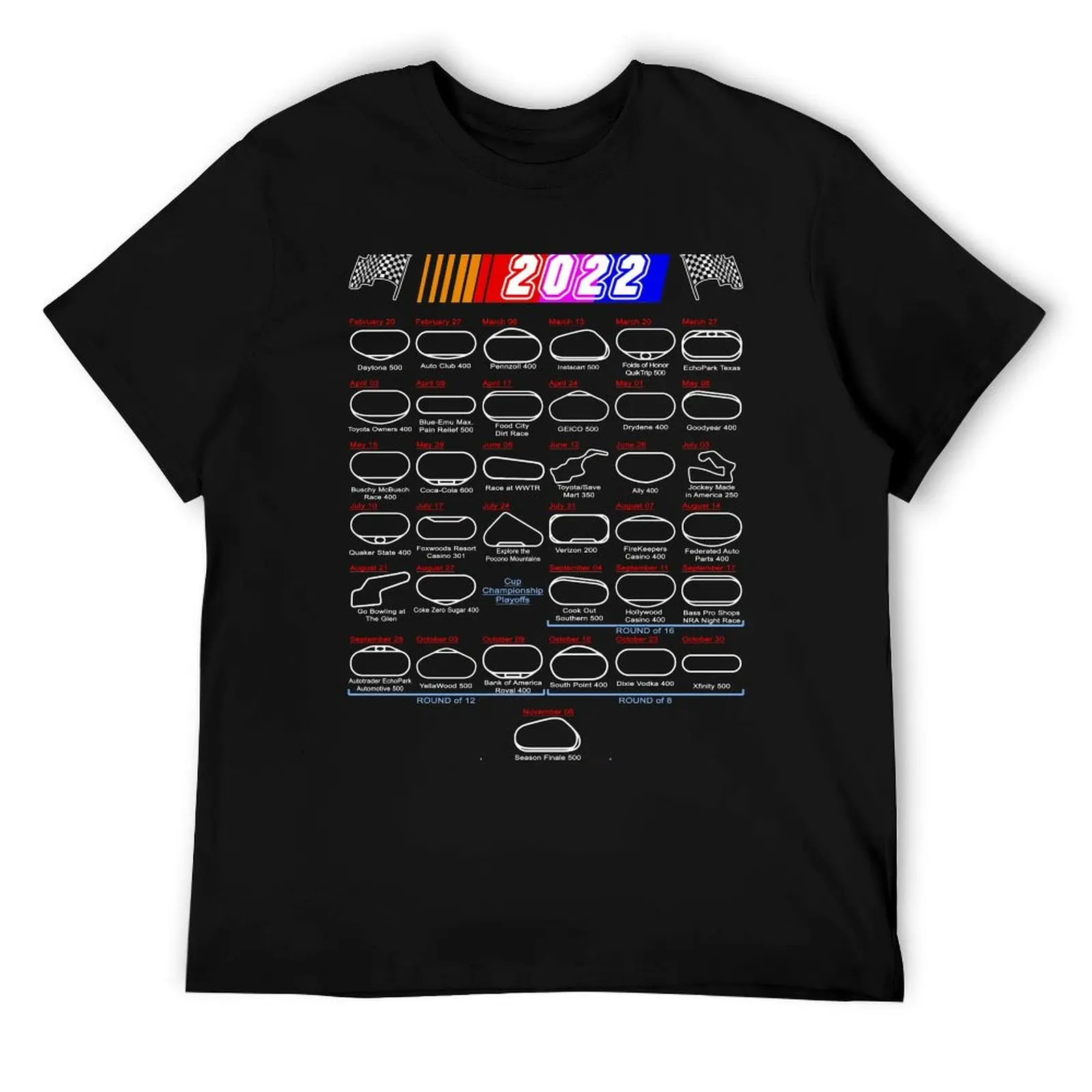 

Schedule Nascar Cup Series 2022 T-Shirt man t shirt graphic t shirt man casual T-Shirt