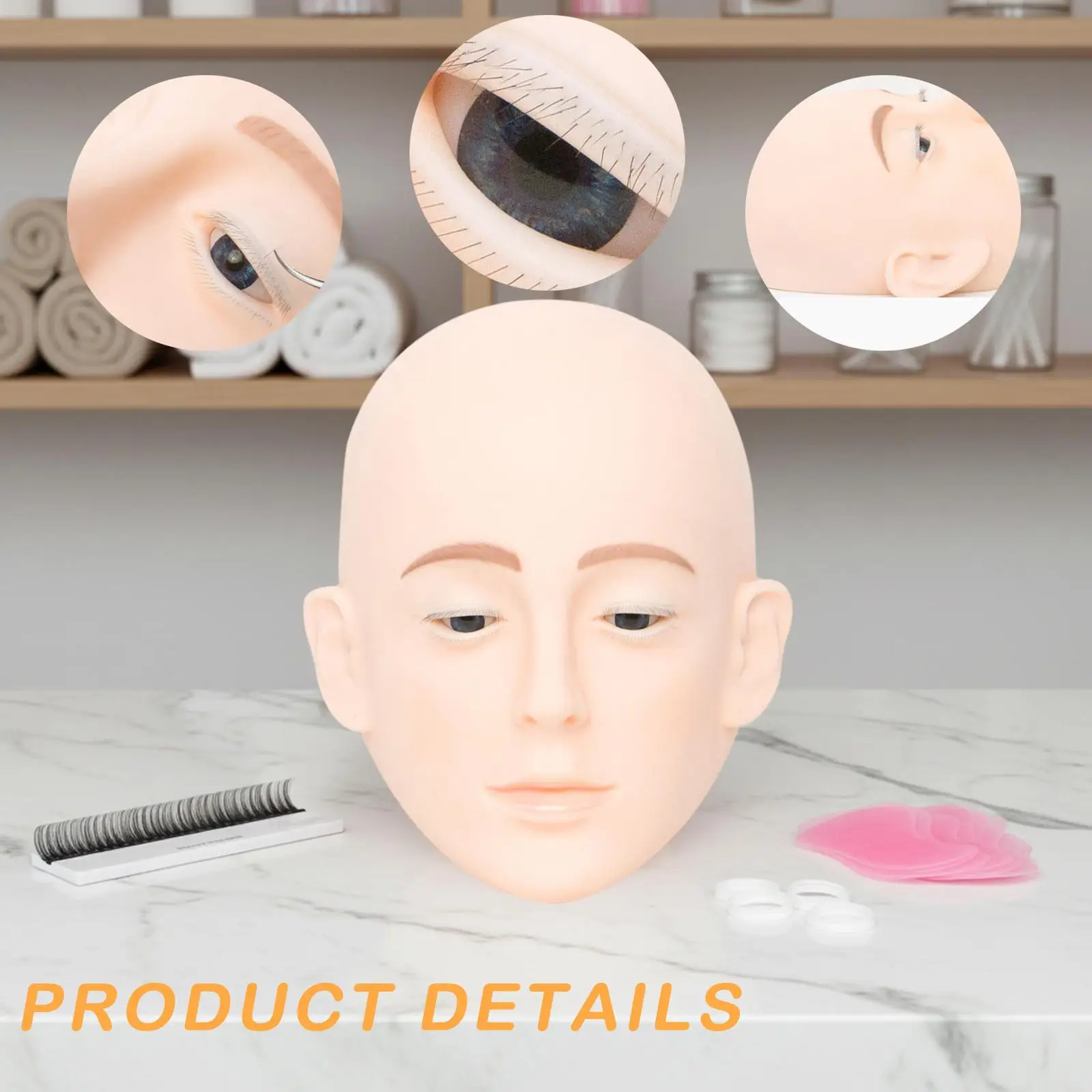 رأس عارضة أزياء للرموش، سهل التنظيف، ممارسة تمديد الرموش الاحترافية، ممارسة مكياج الرأس للمبتدئين في صالونات التجميل المنزلية #5