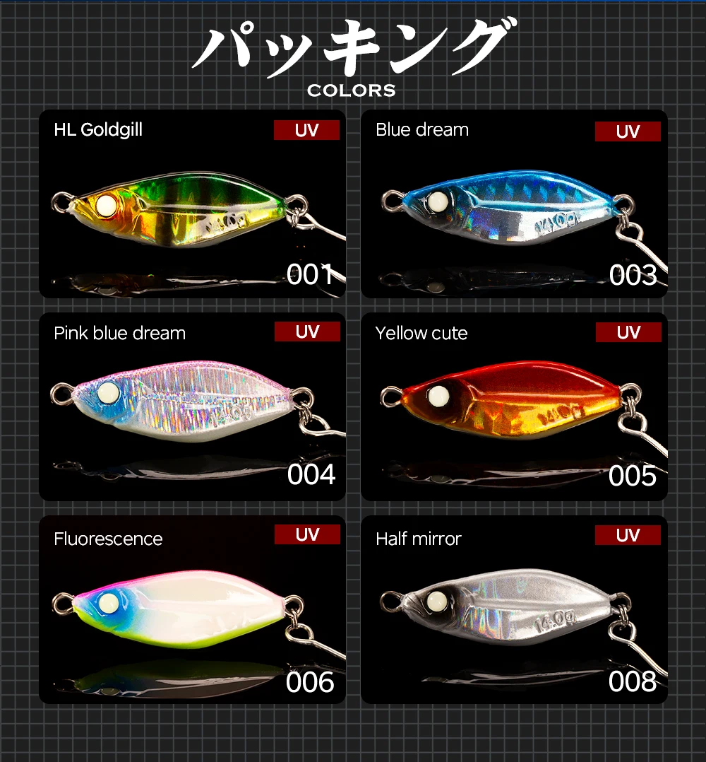 Hunthouse Fishing Hard Lizinc Metall-Jigging-Köder Mini-Jig-Löffelköder 3,5g/5g/7g/10g/14g sinkend mit UV-Augen für Barsch, Forelle, Thunfisch – Detail 10