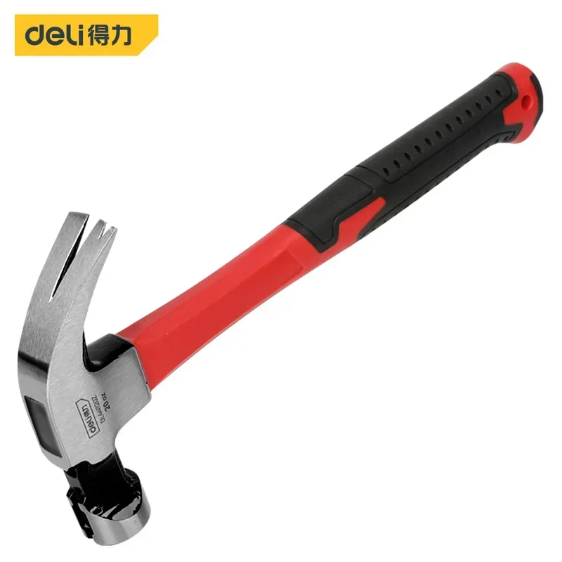 8/16/20oz Red Fiber Handle Magnetic Claw Hammer with Card Slot Professional Nail Hammer Multifunction Woodworking Hand Tools