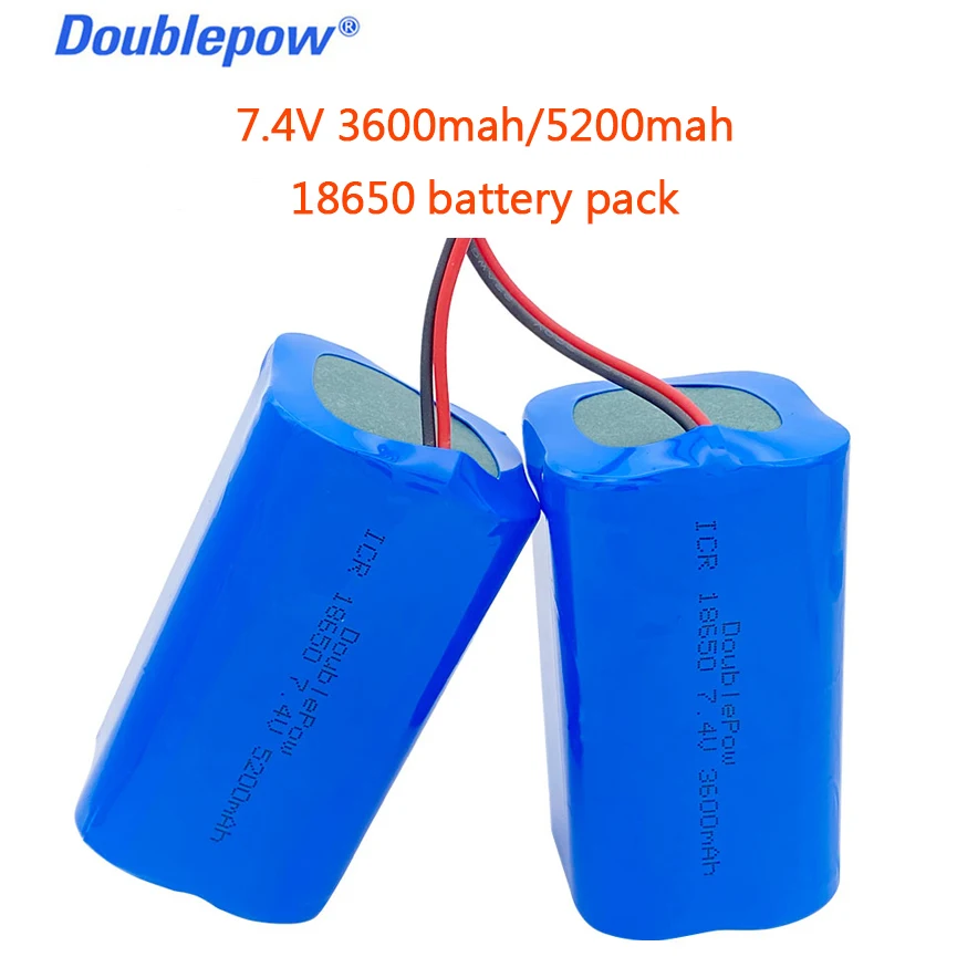 100% real capacity Doublepow 7.4V 18650 lithium battery 3600/5200mAh rechargeable battery pack for loudspeaker speakers with PCB